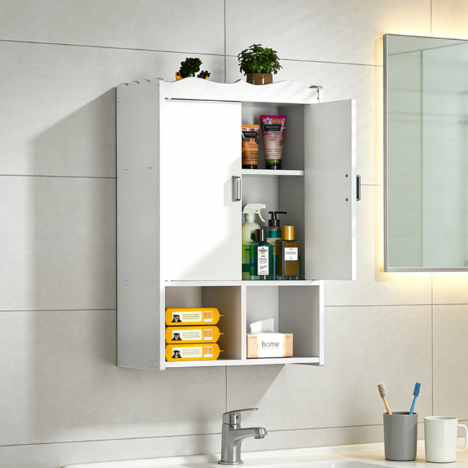 화장실 작은 벽장 세면대 벽걸이 변기 상벽 수납장 욕실 수납장 욕실장 벽걸이 벽은 구멍을 뚫을 필요가 없다, 1개, 흰색