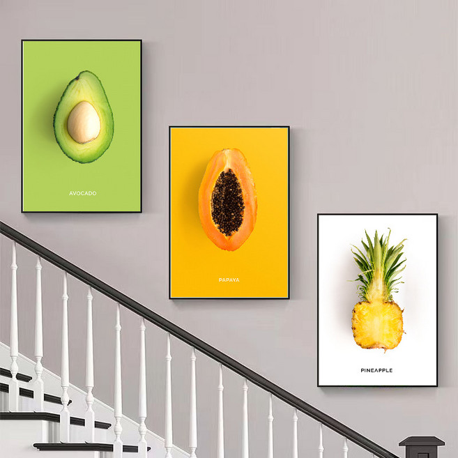 KSEU 거실 인태리어 폼보드 슬림액자 3종세트, 열대과일