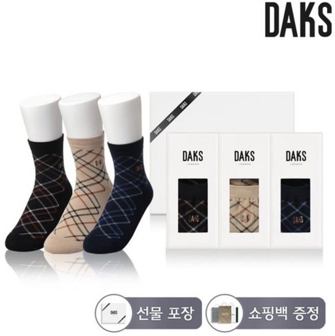 양말 숙녀 단목 사선체크 3족세트 DK24409