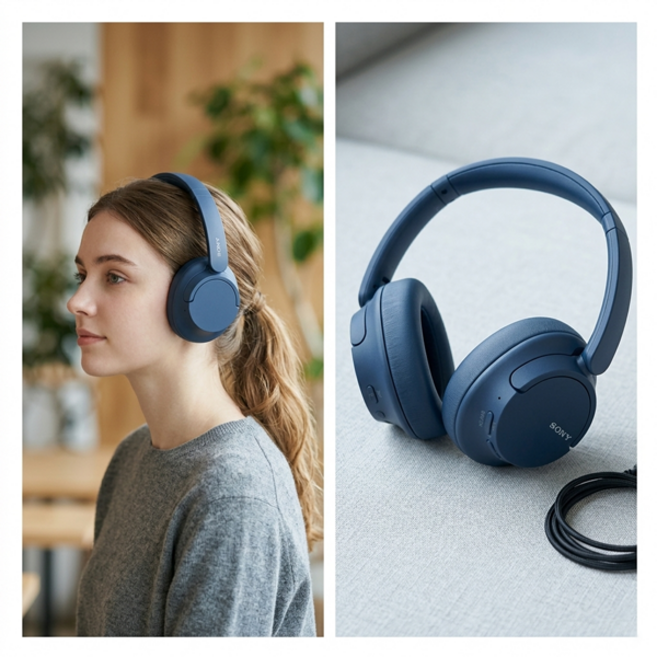 소니 노이즈 캔슬링 블루투스 헤드폰, 블루, WH-CH720N
