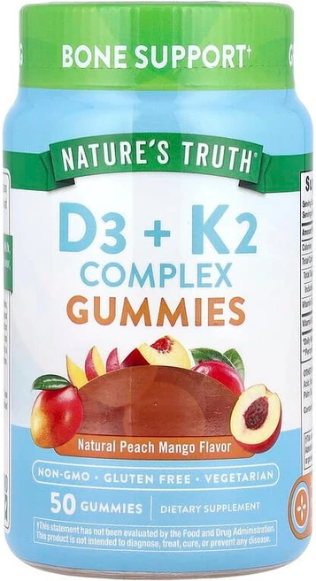 네이처스 트루스 Nature's Truth D3 + K2 복합체 구미젤리 천연 복숭아 망고 구미젤리 50개120615원산지:기타, 1개, 1개 - 쿠팡