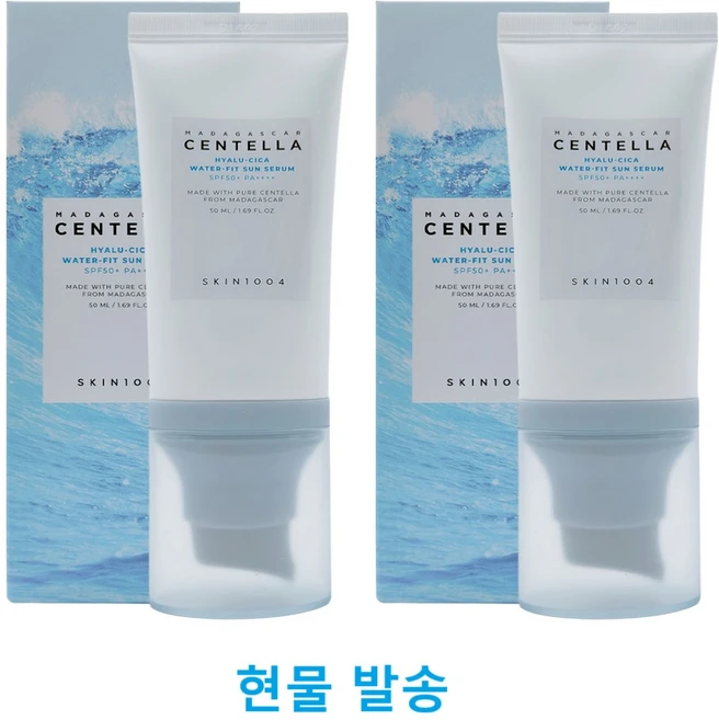 끈적임없는 물광 스킨1004 마다가스카르 센텔라 히알루 시카 워터핏 선크림, 2개, 50ml - 쿠팡