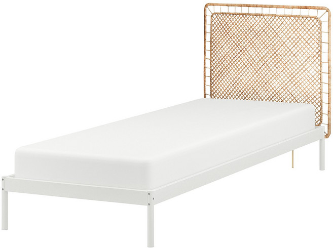 이케아 베벨스타드 침대프레임+헤드1, 화이트/톨크닝 라탄