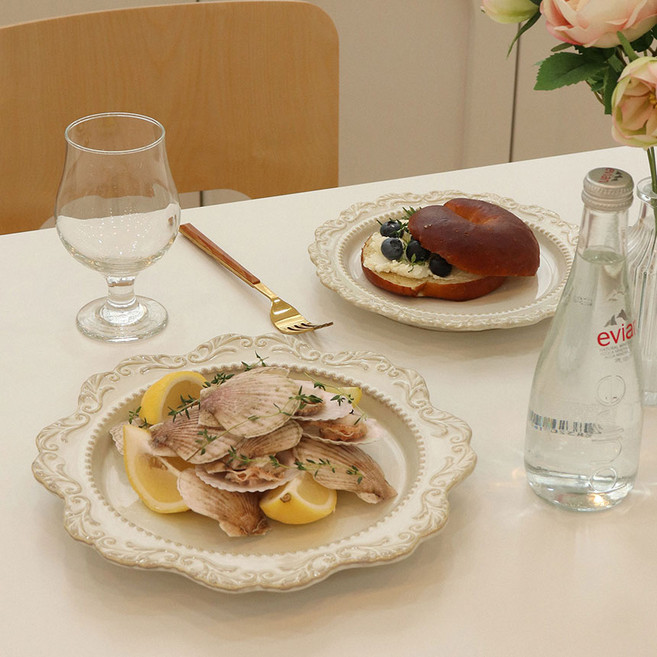 로코코 빈티지 식기 세트 유럽 프랑스 감성 브런치 접시 (예쁜 엔틱 디저트 소품 그릇), 앤틱, A세트(라운드플레이트22cm+27cm), 1세트