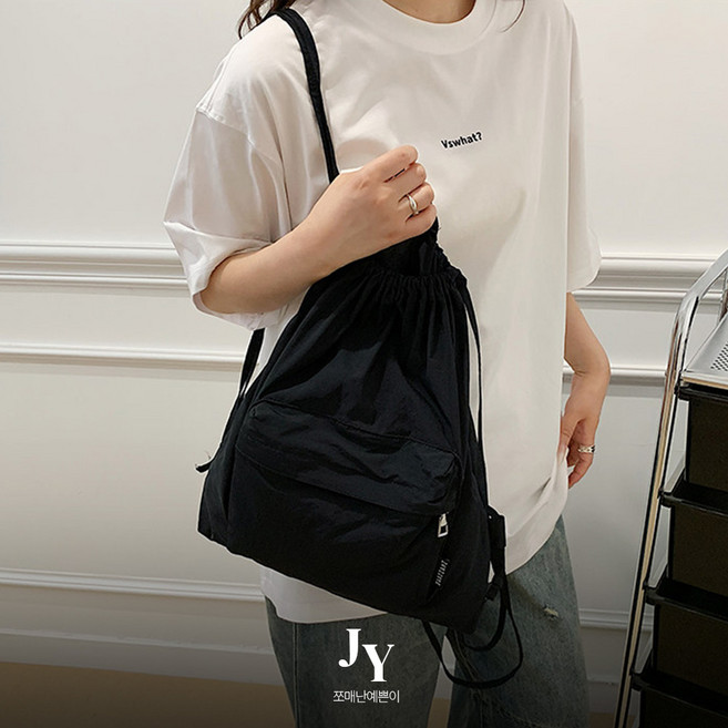 쪼예 데일리 여행용 초경량 나일론 복조리 스트링 백팩