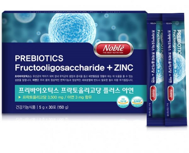노블 프리바이오틱스 프락토올리고당FOS+아연 5gx30포 장건강에도움줄수있음, 1개, 150g