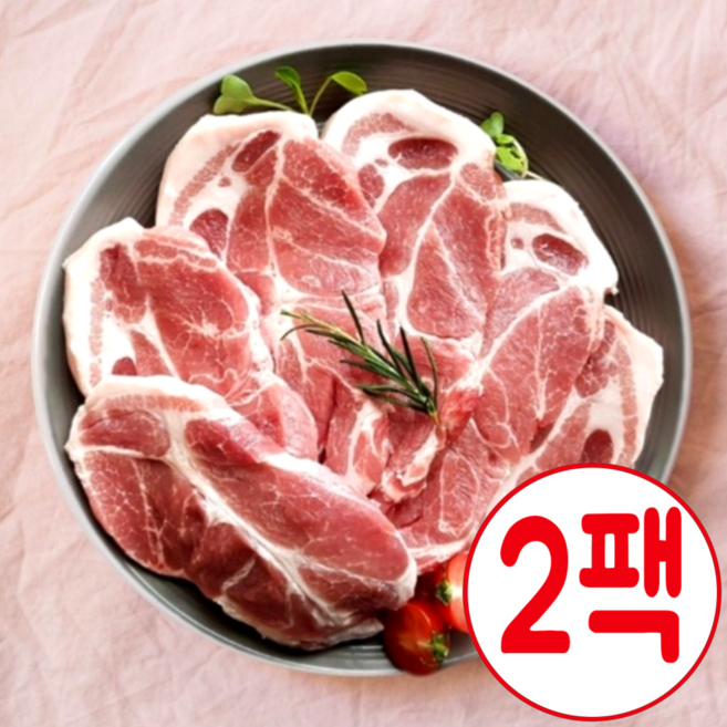 [1등급 국내산] 미소다믄 HACCP 인증 프리미엄 돼지 구이용 목살 (냉장), 2개