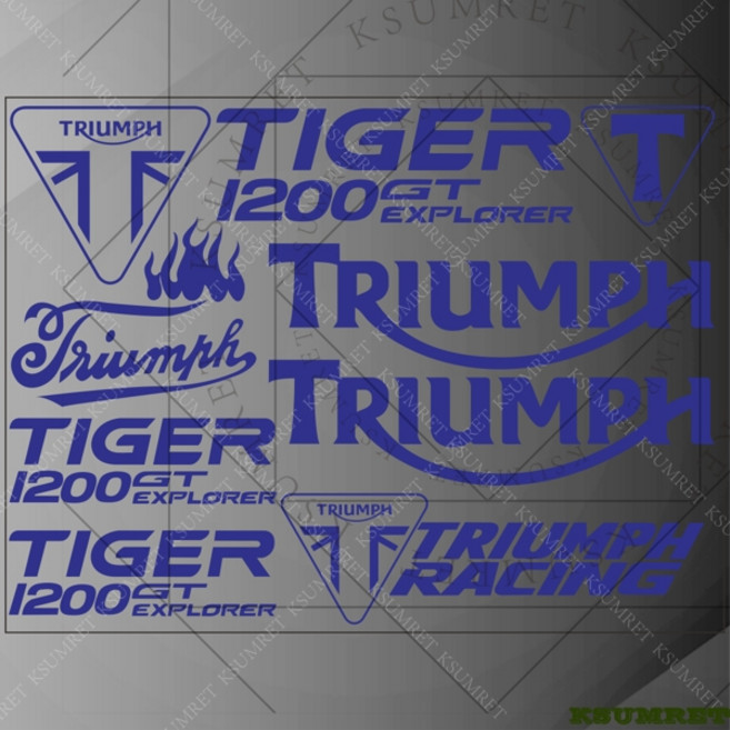 호환 Triumph TIGER 1200 GT EXPLORER 스티커 로고 데칼 탱크 레이싱 스티커 엠블럼 방수, [05] Blue