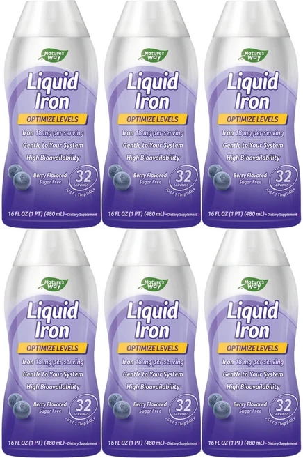 네이처스웨이 고흡수 리퀴드 아이언 철분 베리맛 액상 액체, 6개, 480ml - 쿠팡