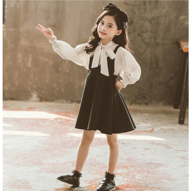 슈가푸딩 주니어 리본블라우스 블랙원피스세트 초등학생 중학생 정장세트 하객룩
