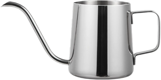 304不鏽鋼細口咖啡壺 特氟龍加厚長嘴濾掛沖壺 單人份, 1個, 手冲壺-350ml銀色