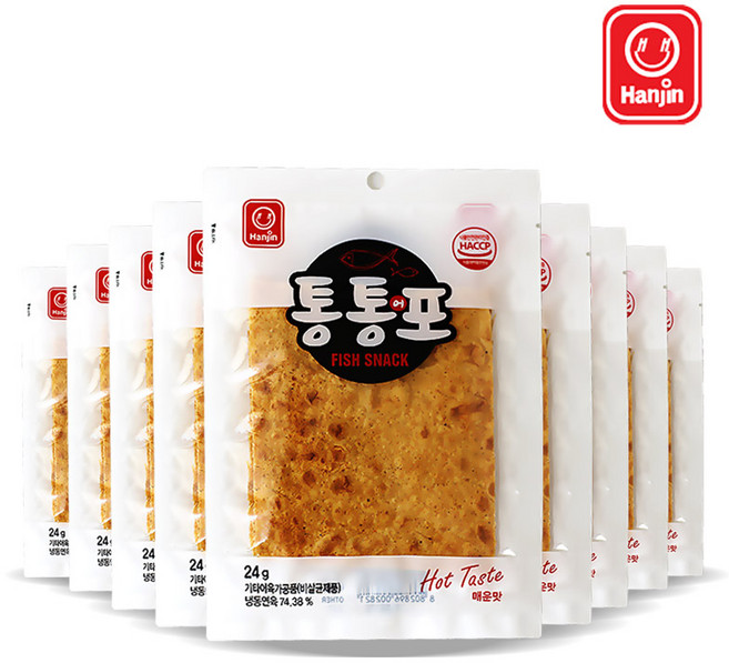 한진 통통포 매운맛 24gx10개 어포 쥐포 술안주 아이들 간식, 24g, 10개