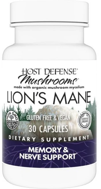 Host Defense Mushrooms Lion's Mane - Supplement Capsules for Health Support - Mushroom Support for, 1개, 30정 - 쿠팡