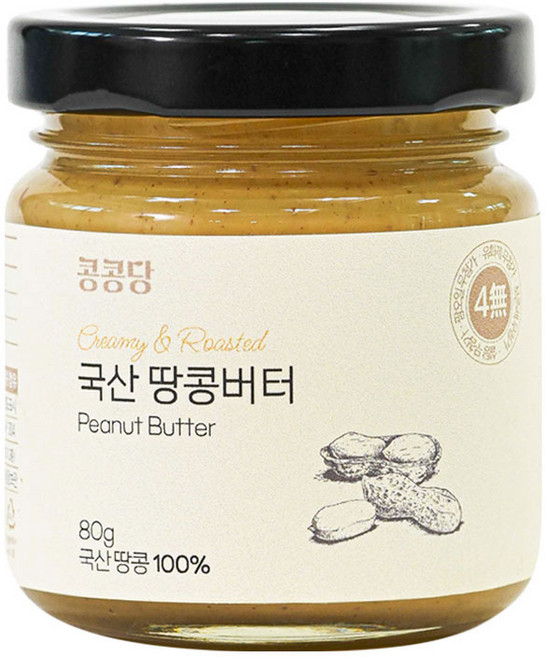 콩콩당 국산 땅콩버터(무첨가 땅콩 100%), 80g, 1개