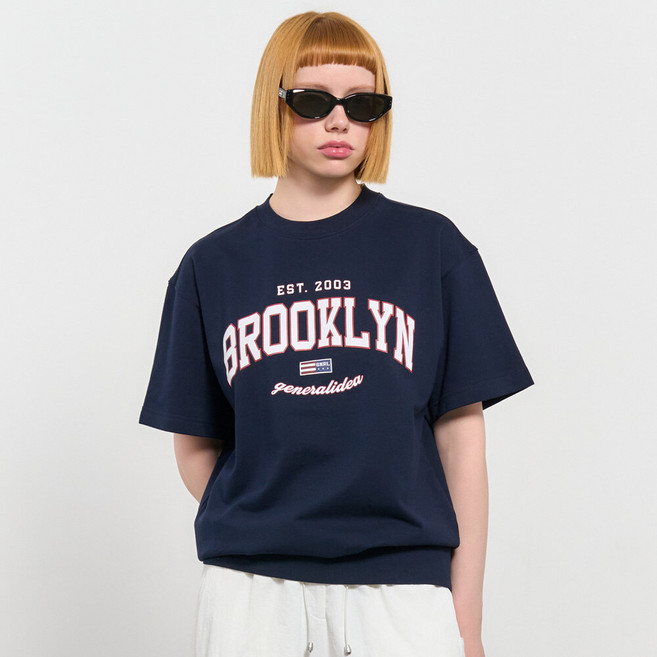 제너럴아이디어 UNISEX 브루클린 미니 쭈리 반팔 티셔츠 NAVY / SBD2U51042-WOMAN