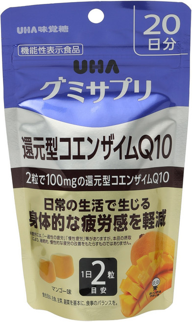 UHA 味覺糖 還原型輔酶Q10軟糖 100mg 芒果口味, 1包, 40顆