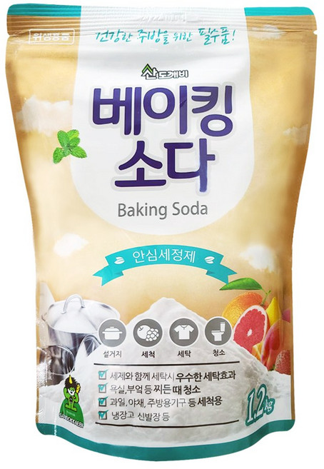 산도깨비 베이킹소다 1.2Kg 세탁 다목적 클리너 세제, 2개