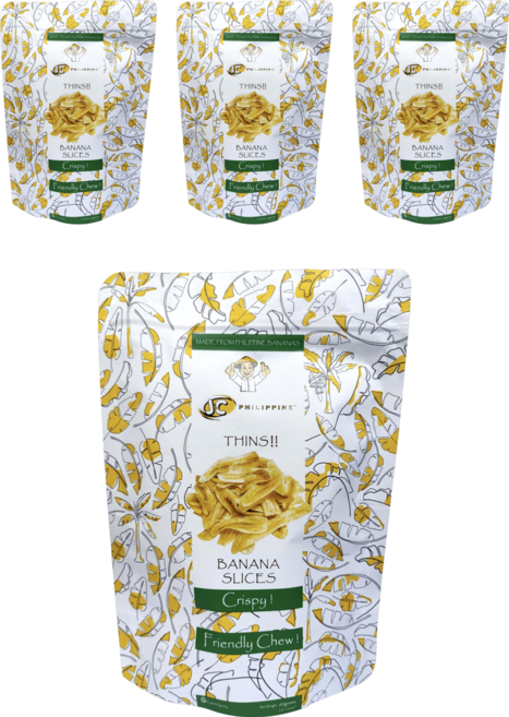 J&C 필리핀 코코넛 오일로 튀긴 얇은 카다바 바나나 슬라이스 칩 스낵, 4개, 60g