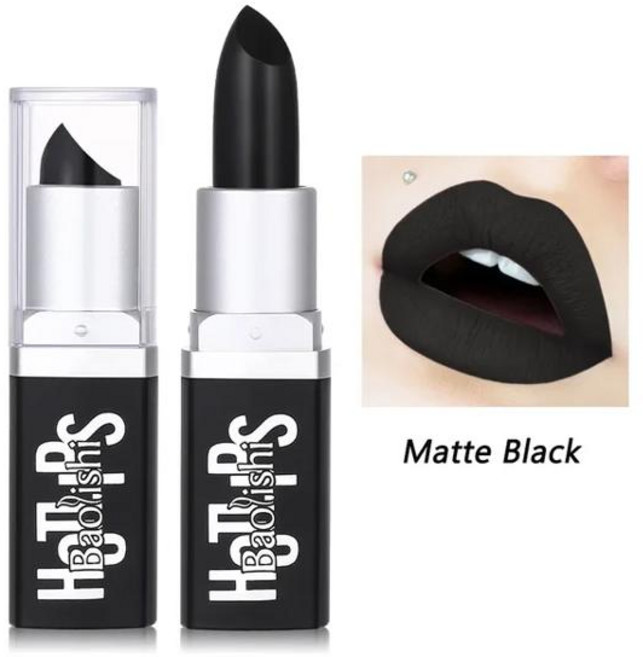 립글로스 할로윈 펄 블랙 립스틱 메이크업 다크 페인트 스틱 내구성 방수 1 개 글로스, [01] Matte Black-01, 1개