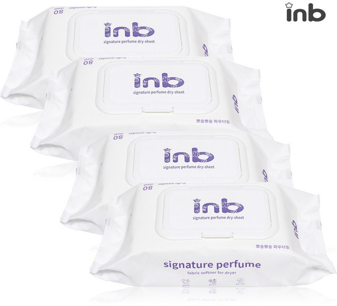 아이앤비 시그니처 퍼퓸 건조기시트 뽀송뽀송 파우더향, 4개