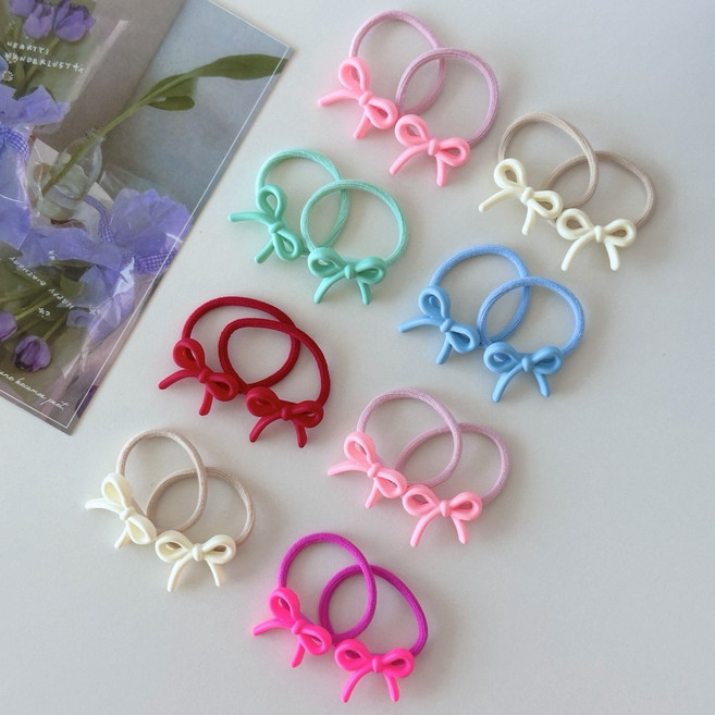 [모닝하트] 유아 머리끈 리본 미니링 파스텔 고무줄 8개 1세트 2컬러