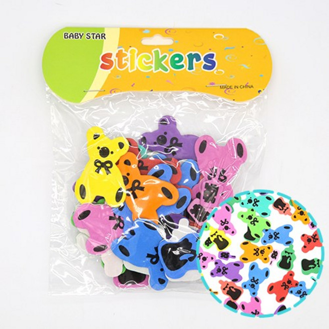 EVA스티커 리본 곰 2.5~5cm 약40개