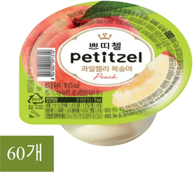 쁘띠첼 과일젤리 복숭아 90g/210g, 90g, 60개