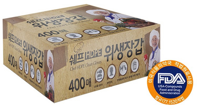 S.House 쉐프 위생장갑 400매 HDPE | 일회용캠핑용품비닐장갑 16개