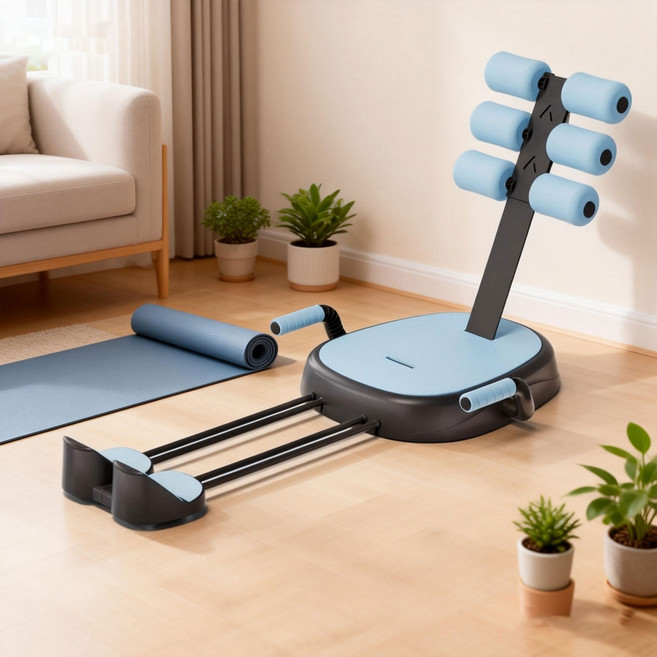 홈트 복근 운동기 + 리저브 밴드 세트 - 복부 마사지 윗몸일으키기 보조 전신 코어 트레이닝 한 대로 끝내는, Blue, COLOR