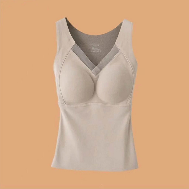 Helena石墨烯保暖背心 免穿內衣發熱衣 內搭帶胸墊 加絨磨毛無痕打底衫 秋冬季女