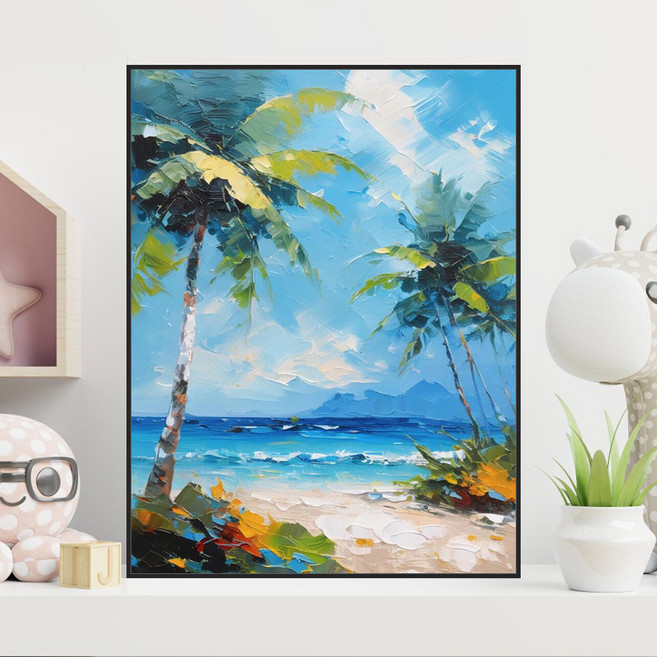 DIY 유화 세트 하와이 풍경 핸드페인팅 그림 그리기, 30*40cm, ZY232, 1개