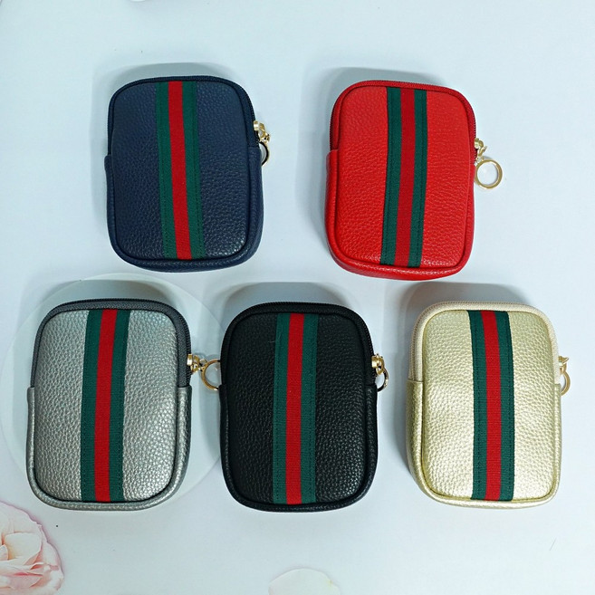 국산 미니 파우치 동전 카드 지갑 담배 화장품 소품 여성 휴대용 사각 가죽 이앤힐 컬러 라인 스퀘어