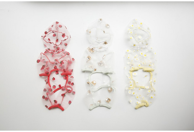 럽둥이네 강아지 해충 방지 올인원 산책 진드기 시스루 메쉬 옷, 딸기, 1개