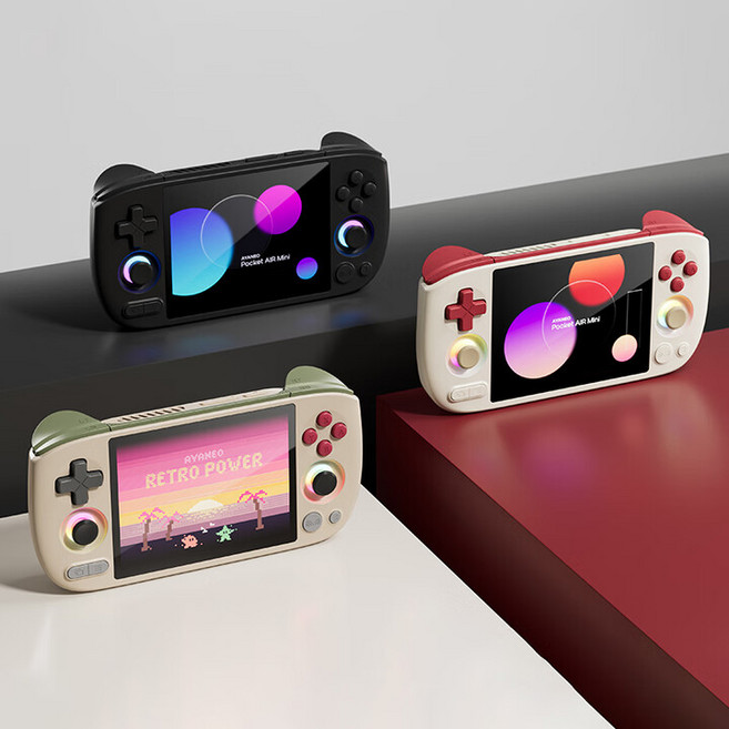 (재고확인완료) [CTK] 아야네오 AYANEO Pocket AIR Mini 레트로 안드로이드 게임기 4.2인치 LCD스크린 4500mAh용량 MTK Helio G90T, 수납백, 블랙