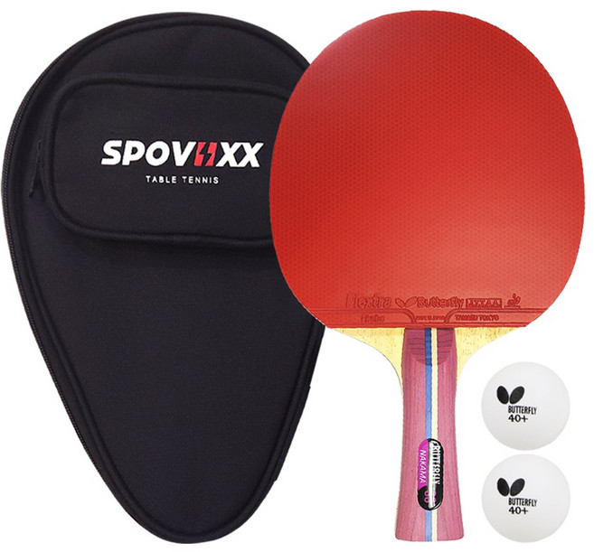 버터플라이 탁구라켓 양면 쉐이크 핸드 카본 NAKAMA S-3 + 스포빅스 케이스