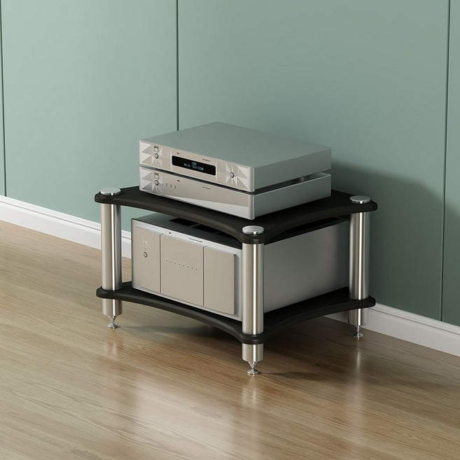 오디오 선반 스피커 받침대 랙 장식장 캐비닛 다이 거치대 3단 4단 앰프 턴테이블 진열대 수납장, 두 레이어 블랙