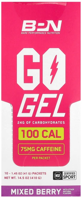BPN Go Gel Mixed Berry CAF 10 Packets 1.45 oz 41 g Each, BPN, Go Gel, Mixed Berry CAF, - 쿠팡