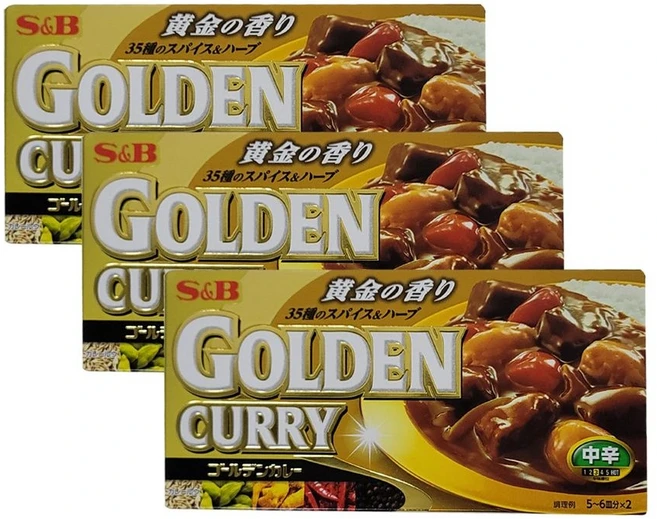 일본카레 에스비 골든카레 중간매운맛 3개 고형카레 커리, 1g - 쿠팡