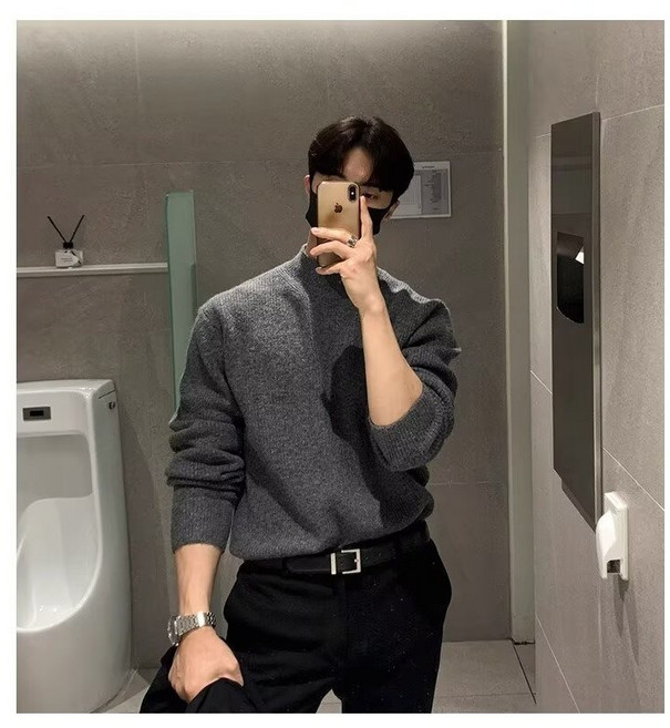 style dr 남자 머슬핏 긴팔 니트 어깨넓어보이는 긴팔 티셔츠