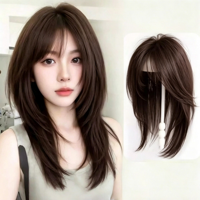 믹스알리 정수리 부분가발 여성 볼륨 모발증가 쇄골 가발 9*12*35cm, 1개, 02 모카브라운