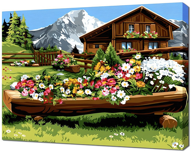 에코솔 셀프페인팅 알프스의 상쾌한 아침 풍경화 그리기 DIY 40 x 50 cm, 19색, 1개