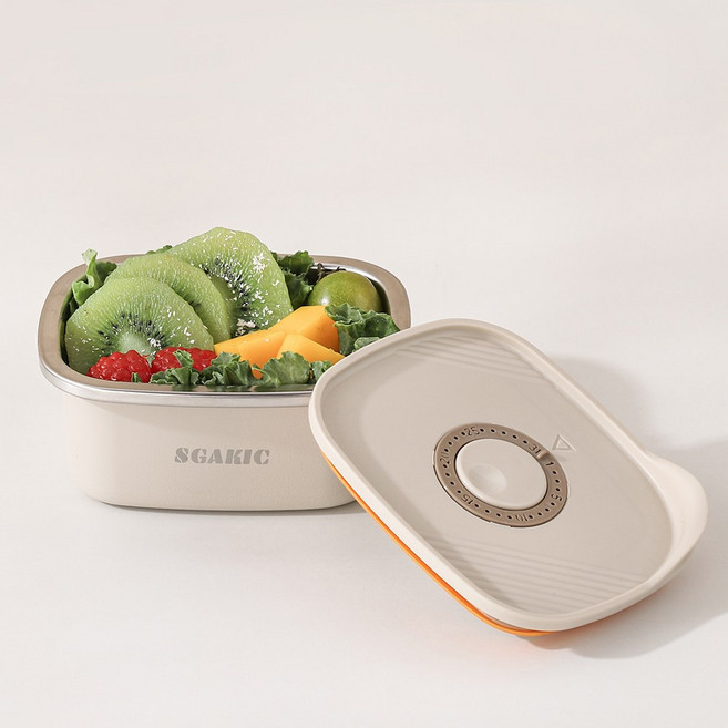 SGAKIC 스텐 밀폐용기 전자렌지 반찬통 연마제 없는 김치통 냉장고정리, 1개