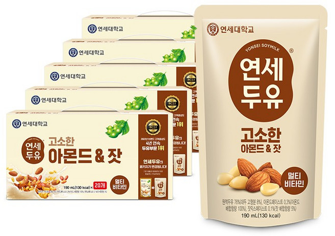 연세두유 아몬드 잣 두유 파우치 190ml, 100개