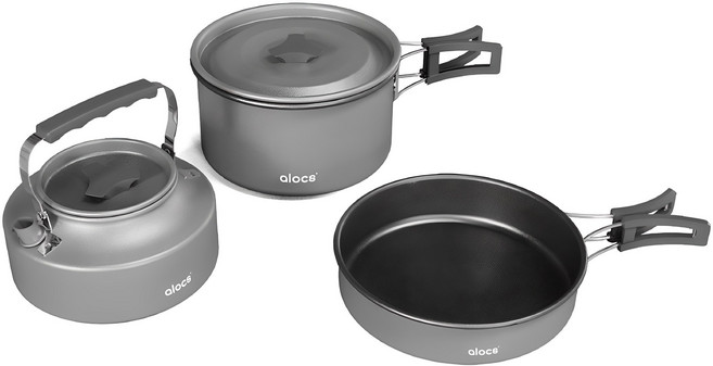 알록스 야외 냄비 3종 세트 CW-C77, 1개, 그레이