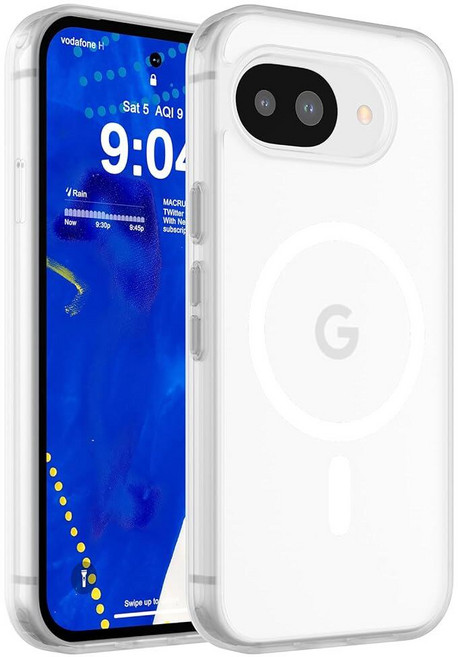 WRJ 구글 픽셀 8 6.2인치용 마그네틱 클리어 케이스 [Magsafe와 호환][군용 등급 낙하 보호] 황변 방지 긁힘 방지 울트라 슬림 투명 충격 방지 폰 케이스-투명, for Pixel 10a 6.3 Inch, 반투명 투명