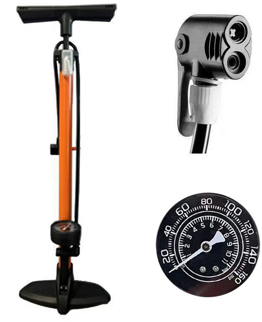 다용도 자전거 공기주입기 스텐딩 공기압 압력게이지 에어펌프, 1개