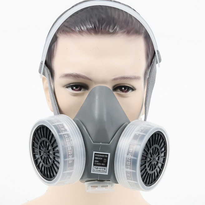 KCs 안전인증 방독 마스크 양구 삽입식 정화통 유기가스용 농약 도장 주조, 1세트