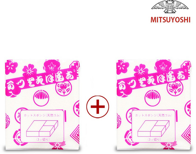 미쯔요시 정품 천연 라텍스 스펀지 1+1, 1개, 3CUT+3CUT