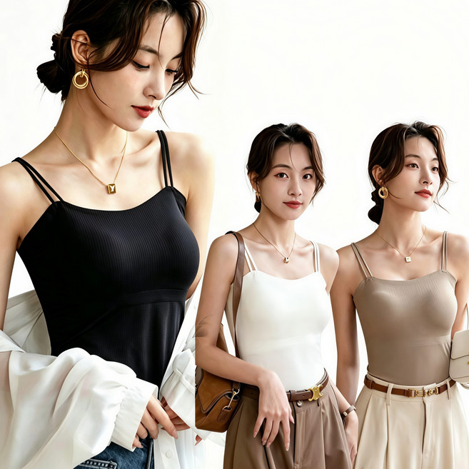 ROOICE 아이스 브라 캡나시 3PCS 캡내장 끈조절 노와이어