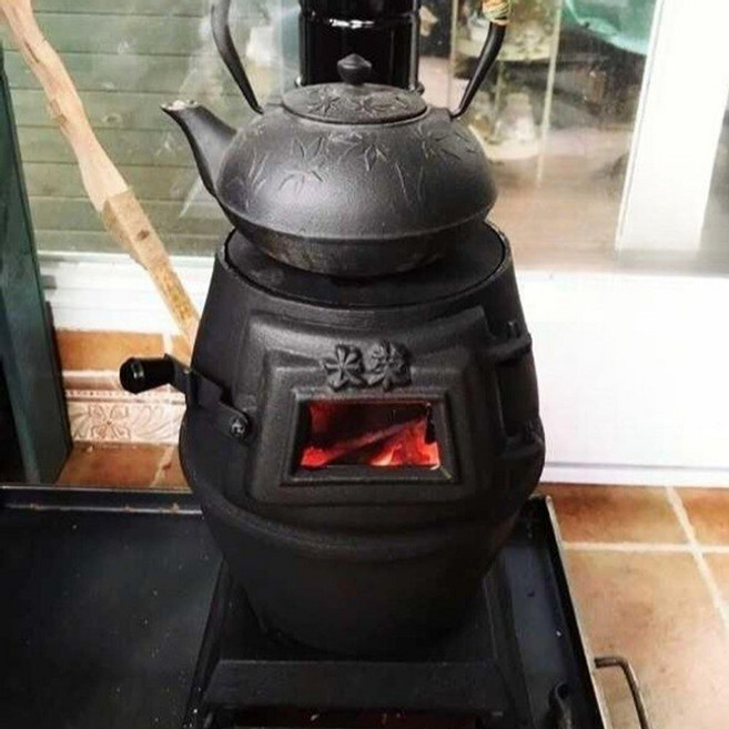 주물 화목난로 가정용 캠핑 불멍 난로 무쇠 장작 세트, A. 2호 개방형 원형 주철 스토브
